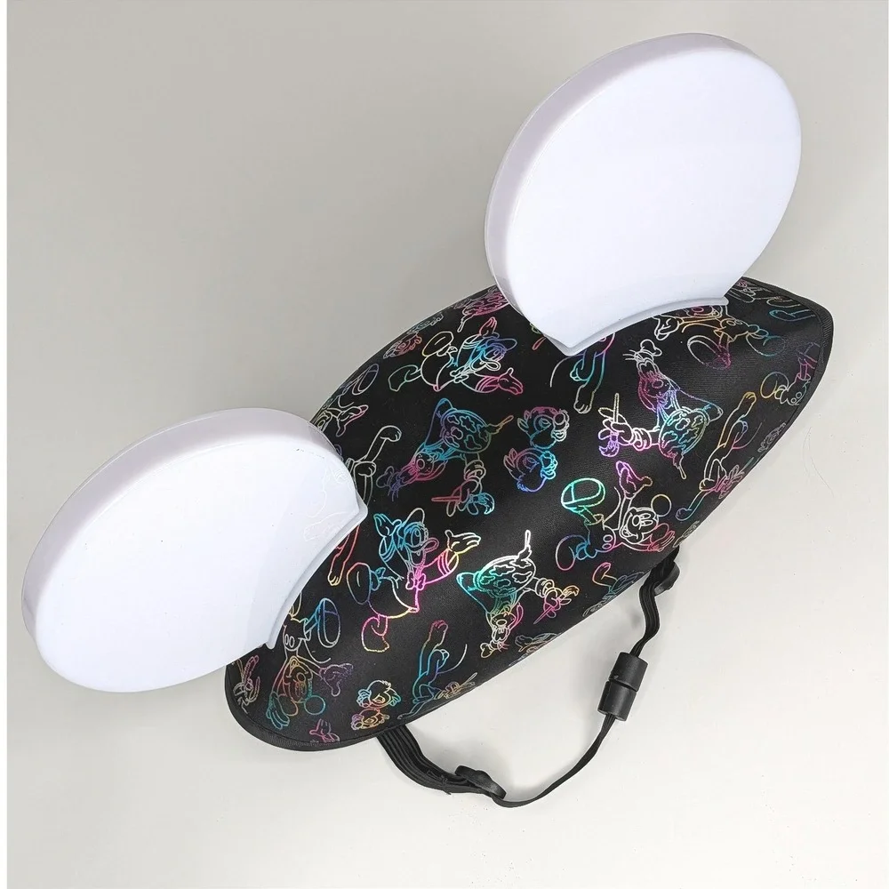 Disney Parks Made with Magic Light Up Mickey Mouse Ear Hat Adult Black Rainbow